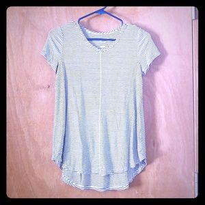 Black and white striped blouse